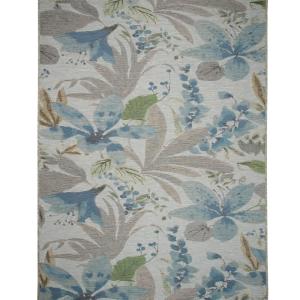 Tapis extérieur  intérieur fleurs bleu multicolore 123x180
