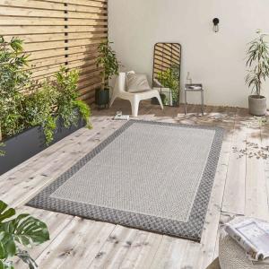 Tapis Extérieur,Intérieur Tissé Plat - Crème & Gris 60 x 10…