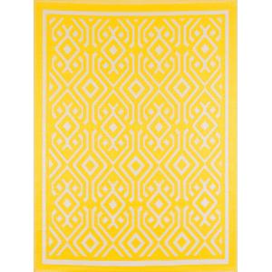 Tapis extérieur jaune au motif aztèque 150x220