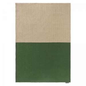 Tapis extérieur kilim fait main en pet vert et beige 160x23…