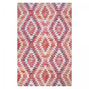 Tapis extérieur kilim pour terrasse et jardin rose et rouge…