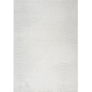 Tapis extérieur motif cercle, crème, 140 x 200 cm