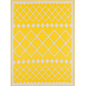 Tapis extérieur motif géométrique jaune 150x220