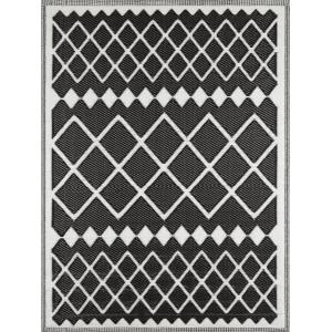 Tapis extérieur motif géométrique noir 120x160