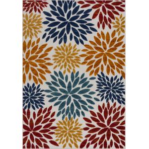 Tapis extérieur  multicolore au motif floral 70x140