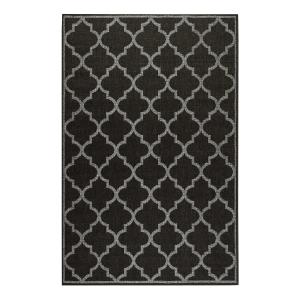 Tapis exterieur noir motif oriental gris 225x160
