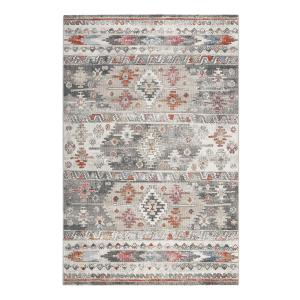 Tapis exterieur plat motif kilim vintage gris 290x200