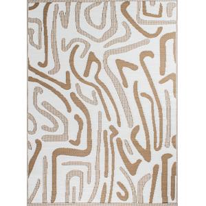 Tapis extérieur réversible motif artistique - Beige - 120x1…