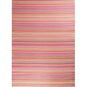 Tapis extérieur réversible motif rayure dégradée - Rose - 1…