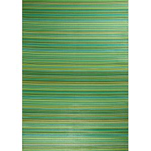 Tapis extérieur réversible motif rayure dégradée - Vert - 1…