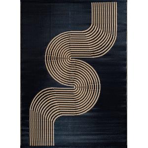 Tapis extérieur réversible motif vague - Noir - 120x160 cm