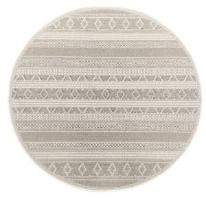 Tapis extérieur terrasse cuisine, beige, 120 cm rond