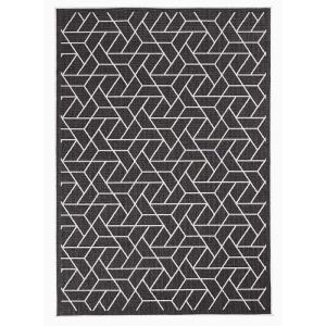 Tapis extérieur terrasse, kilim reversible noir et crème 12…