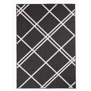 Tapis extérieur terrasse, kilim reversible noir et écrème 2…