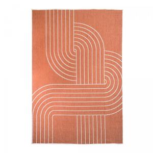 Tapis extérieur terrasse, kilim reversible orange et crème…