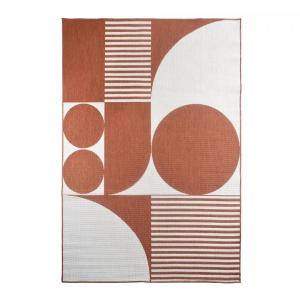 Tapis extérieur terrasse, kilim reversible orange et crème…