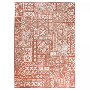 Tapis extérieur terrasse, kilim reversible terracotta et cr…