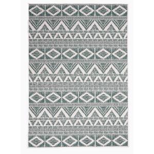 Tapis extérieur terrasse, kilim reversible vert et crèmeème…