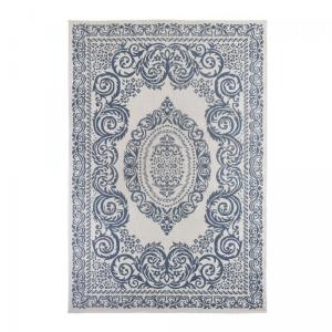 Tapis extérieur terrasse, tapis reversible, blanc et bleu 1…
