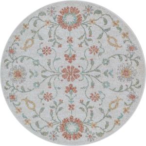 Tapis extérieur vintage fleurs, multicolore, 120 cm rond