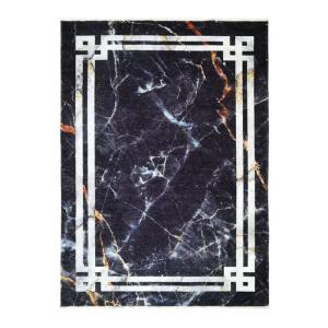 Tapis extra-doux effet marbre noir bleuté 120x170