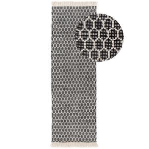 Tapis fabriqué à partir de matériaux recyclés blanc & noir…