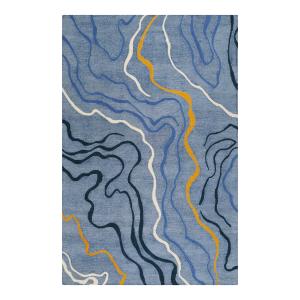 Tapis fait main motif abstrait bleu 80x150