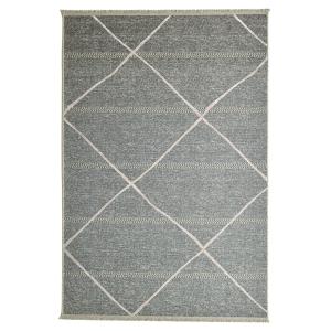 Tapis fin tissé machine en laine et viscose Anthracite 60x1…