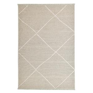 Tapis fin tissé machine en laine et viscose Beige 60x100 cm