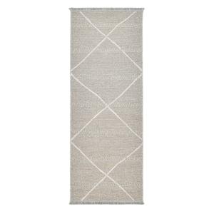 Tapis fin tissé machine en laine et viscose Beige 80x200 cm