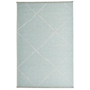 Tapis fin tissé machine en laine et viscose Bleu clair 60x1…