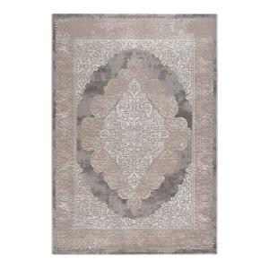 Tapis floral baroque en polyester gris beige 120x170