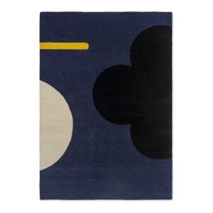 Tapis floral design en laine bleu 120x180