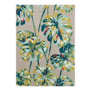 Tapis floral design en laine gris 170x240