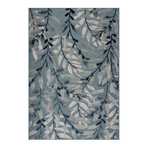 Tapis floral design en polypropylène bleu 120x170