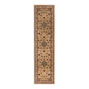 Tapis floral orientale en polypropylène beige 60x230