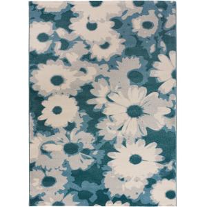 Tapis floral style vintage bleu, 160x230 cm