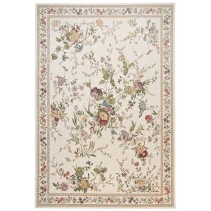 Tapis floral tissé plat - crème 160x230 cm