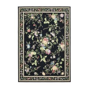 Tapis floral tissé plat - Noir 240x330 cm