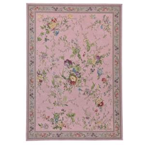 Tapis floral tissé plat - rose 140x200 cm