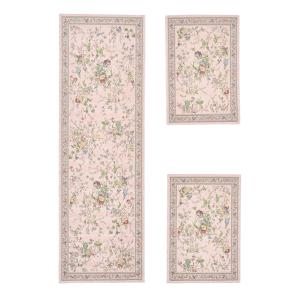 Tapis floral tissé plat rose 70x400 cm