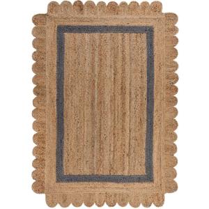 Tapis  forme originale en jute beige et gris