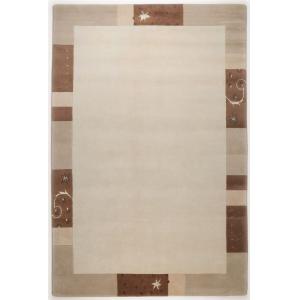 Tapis gabbeh floral en laine naturelle Beige 70x140 cm