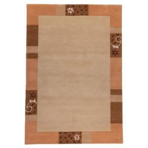 Tapis gabbeh floral en laine naturelle Miel 120x180 cm