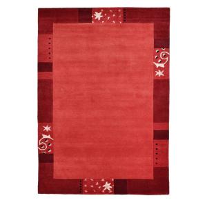 Tapis gabbeh floral en laine naturelle rouge 60x90 cm