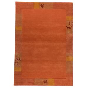 Tapis gabbeh floral en laine naturelle terracotta 60x90 cm