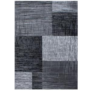 Tapis géométrique à carreaux noir 120x170cm