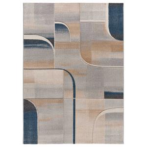 Tapis géométrique à poils courts en bleu, 140x200 cm