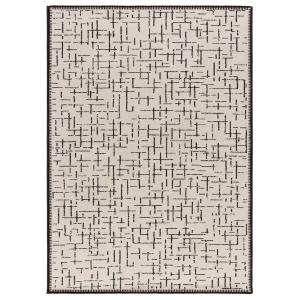 Tapis géométrique à poils courts noir et blanc, 133X190 cm…