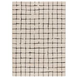 Tapis géométrique à poils courts noir et blanc, 80X150 cm